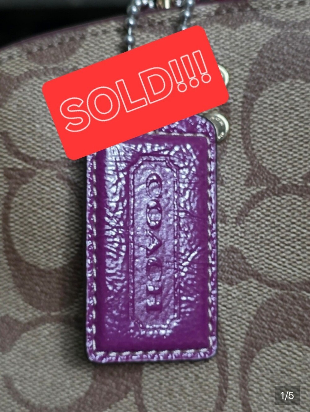 Coach Large Purple Leather Hangtag